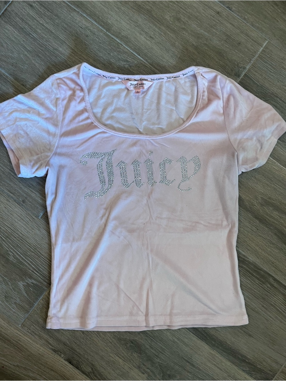 Juicy Couture plush velour Pink Logo Scoop Neck Women's Tee